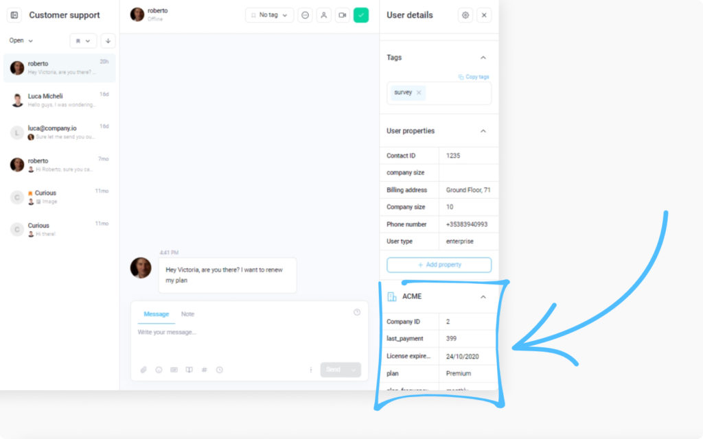 customer service and CRM features helping to automate and centralize information