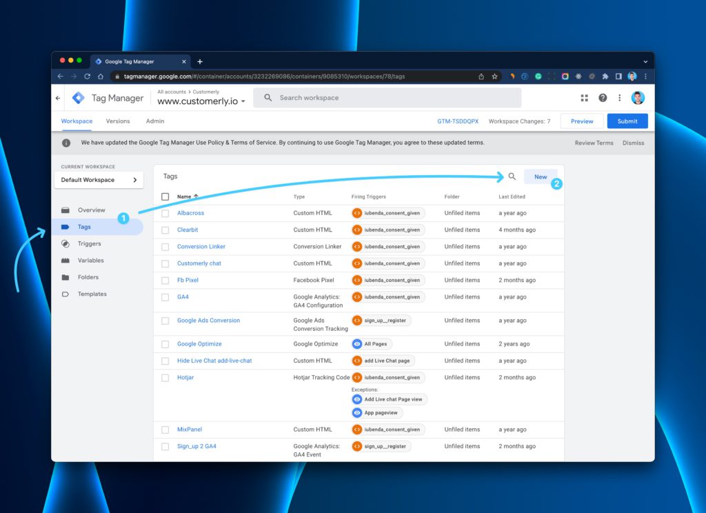 Google Tag Manager new tag