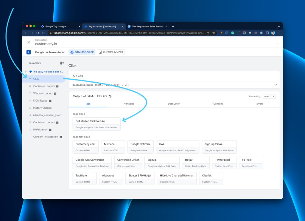 Google Tag Manager tag assistant