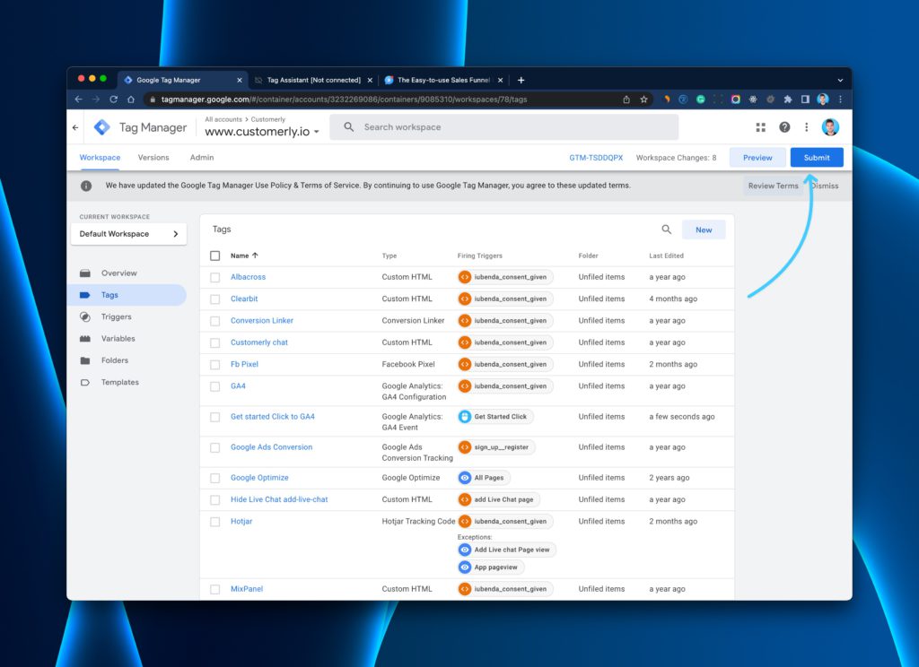 Google Tag Manager submit
