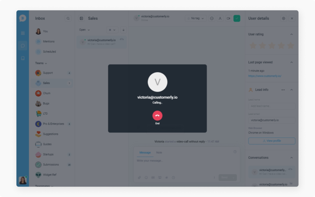 Video live chat—Customerly